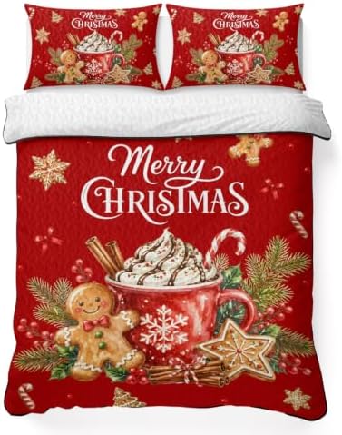 Christmas Quilt Set Twin XL Size 3 Pieces Quilted Bedspread Soft, Hot