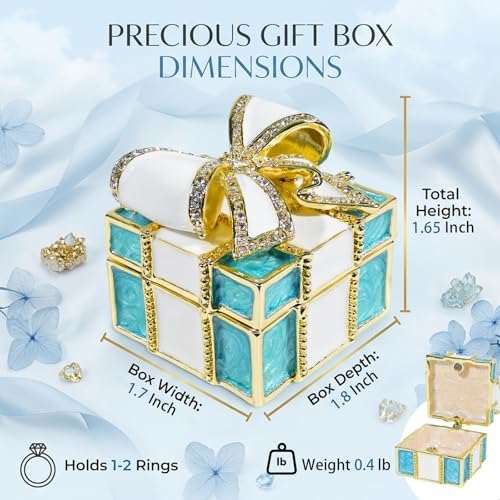 Wowagoga Mini Trinket Box, Bow-knot Gift Box Style Hinged Jewelry Box