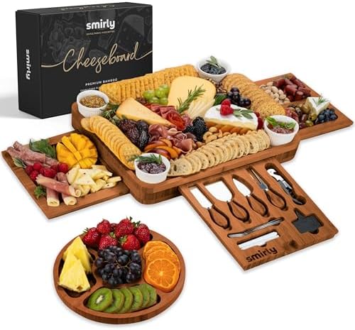 SMIRLY Charcuterie Boards Set, Large Cheese Board Set, Carbonized