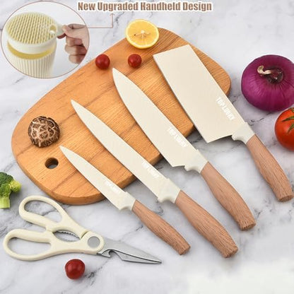 Knife Set, Wiztoynia 6-Piece Beige Kitchen Knife Set for Home