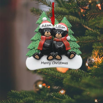 Personalized Black Bear Family of 2 Christmas Ornament 2026 with Names