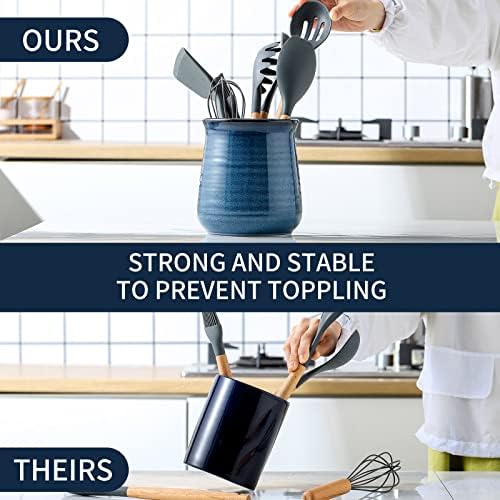 HASENSE Utensil Holder for Kitchen Counter 7.1” Cooking Utensil Crock