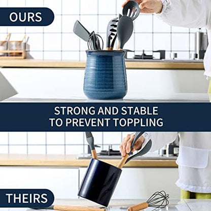 HASENSE Utensil Holder for Kitchen Counter 7.1” Cooking Utensil Crock