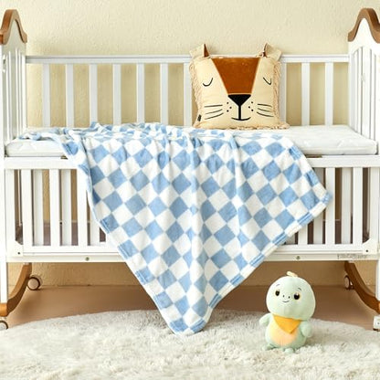Yurhap Checkered Baby Blanket Fleece Baby Blankets for Boys, Ultra