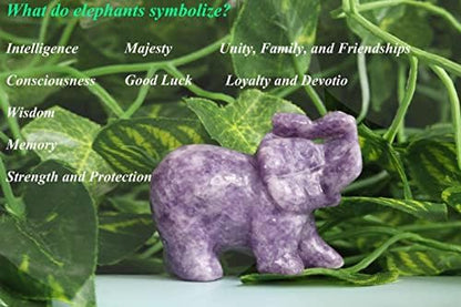 2" Amethyst Elephant Decor Natural Healing Crystal Stones Polished