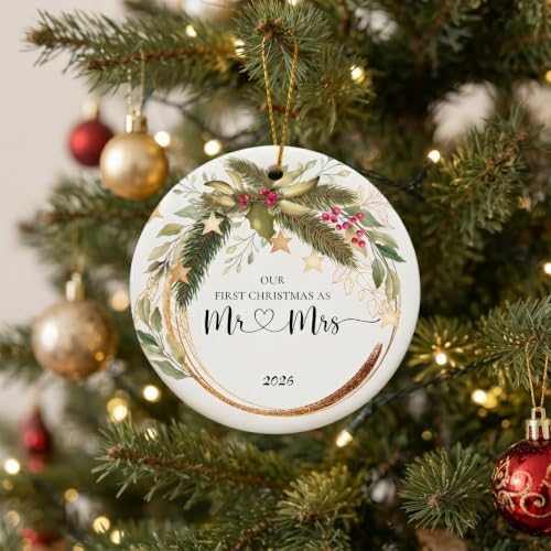 Wedding Gifts for Couple, Our First Christmas Married Ornament 2026