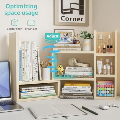 NUTIKAS Desk Shelves Desktop Organizer Shlef - Natural Wood Tone