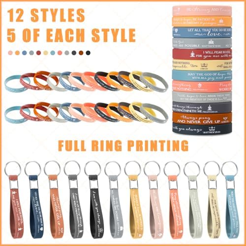 Unittype 120 Pcs Bible Verse Bracelets Keychains Bulk Set