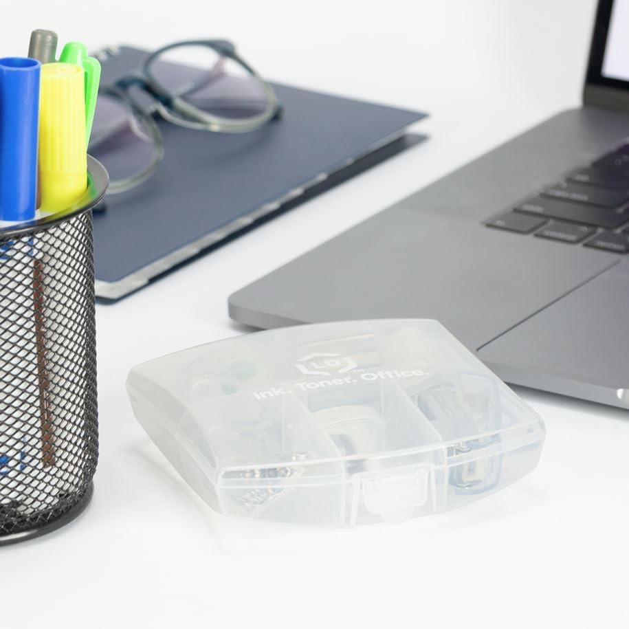 LD Clear Mini Office Supply Kit, Portable Case (Stapler, Scissors & More)