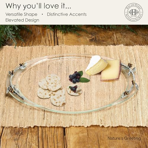 Fitz and Floyd Nature's Greeting Glass Serve Decorative Tray, 14 x