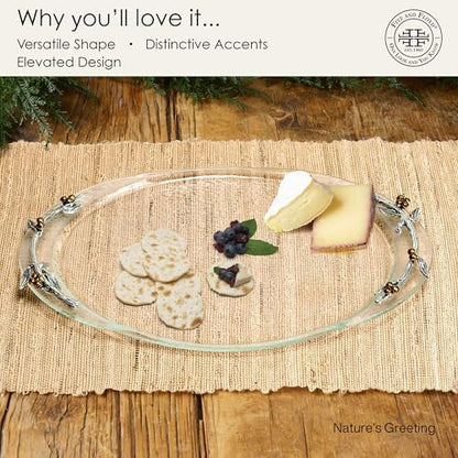 Fitz and Floyd Nature's Greeting Glass Serve Decorative Tray, 14 x
