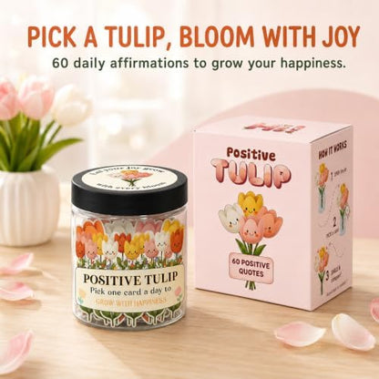 Positive Tulip Jar with 60 Affirmation Cards, Inspirational Gifts and