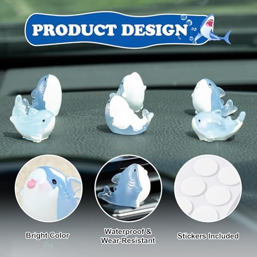 Rislobx 6Pcs Luminous Shark Car Dashboard Decorations, Mini Shark