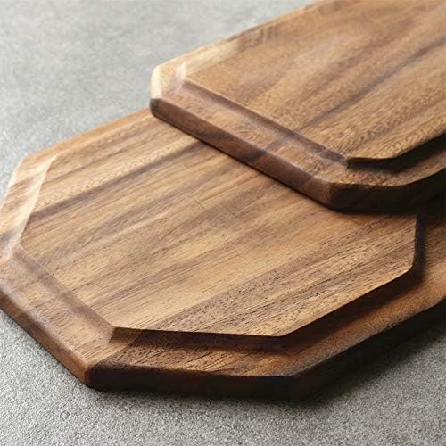 2 Acacia Wooden Trays Serving Platter Cheese Veggie Round Charcuterie
