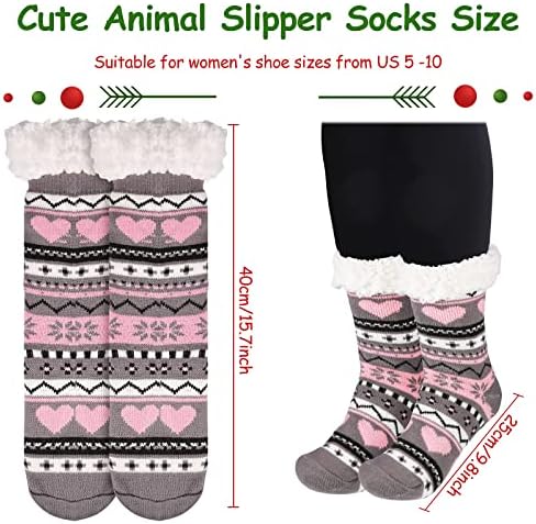 4 Pairs Christmas Fuzzy Socks Thick Fleece Warm,Classic Style