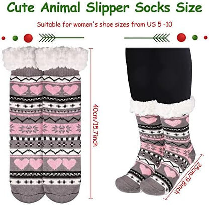 4 Pairs Christmas Fuzzy Socks Thick Fleece Warm,Classic Style