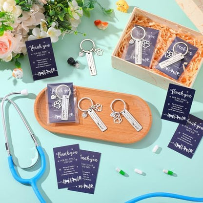 XunYee 12 Sets Vet Tech Week Gifts Bulk Veterinary Thank You Keychains