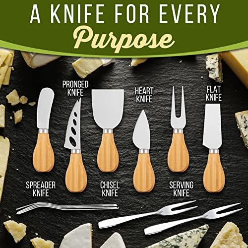 NutriChef Organic Bamboo Cheese & Charcuterie Board Set, Extra Large