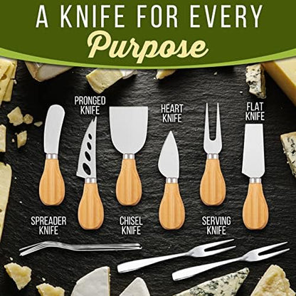 NutriChef Organic Bamboo Cheese & Charcuterie Board Set, Extra Large