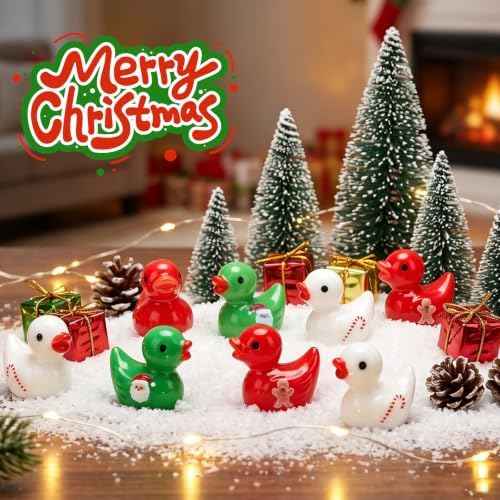100 Pack Mini Christmas Resin Ducks Resin Figurines Party Favors