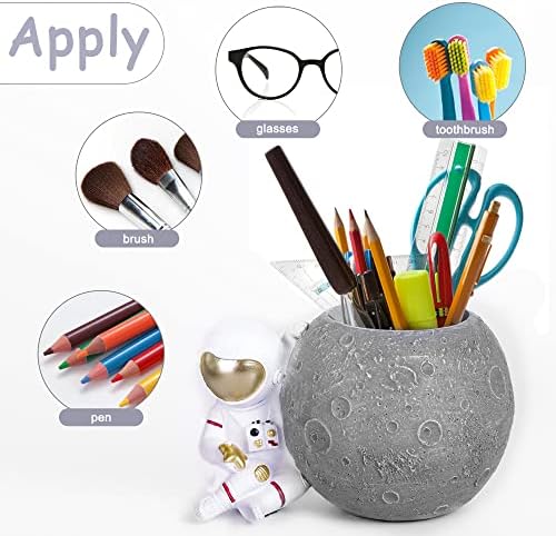 Kimdio Pen Holder, Astronaut Stand for Desk Pencil Holder, Resin Desk