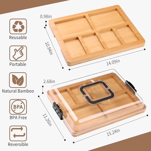 CAWIU Portable Charcuterie Board with Lid, Travel Cheese Board & Snack