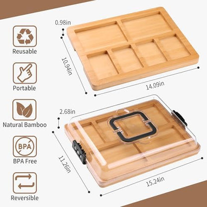 CAWIU Portable Charcuterie Board with Lid, Travel Cheese Board & Snack