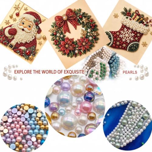 6 PACK Christmas Pearl Diamond Art Kits With Frame for Adults Diamond