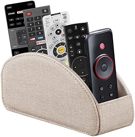 Leather TV Remote Control Holder with 5 Compartments Remote Caddy