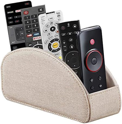 Leather TV Remote Control Holder with 5 Compartments Remote Caddy