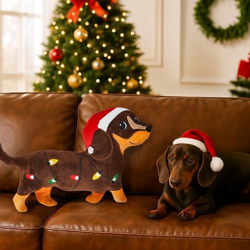 Tian Zhun Christmas Pillows Dachshund Pillows 13.8 x 12.21 Inch