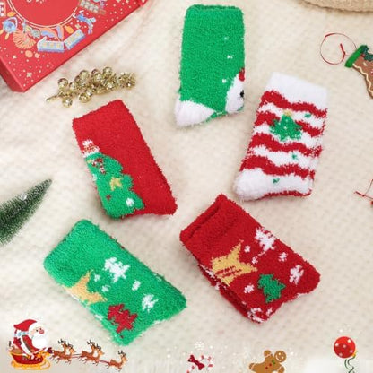 Trifabricy Fuzzy Socks, 5 Pairs Cute Chirstmas Fuzzy Socks for Women