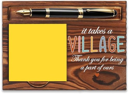 FOUGSTA It Takes a Village Wooden Note Pen Holder, Appreciation Gift