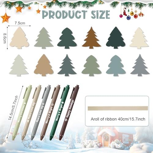 Pasimy 24 Set Christmas Sticky Notes Pens Bulk Xmas Gifts for Coworker