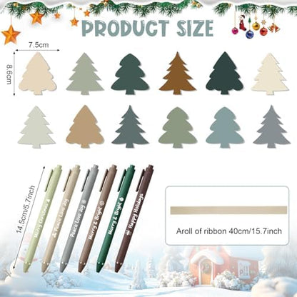 Pasimy 24 Set Christmas Sticky Notes Pens Bulk Xmas Gifts for Coworker