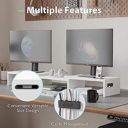 BONTEC Dual Monitor Stand Riser, Adjustable Length & Swivel Angle