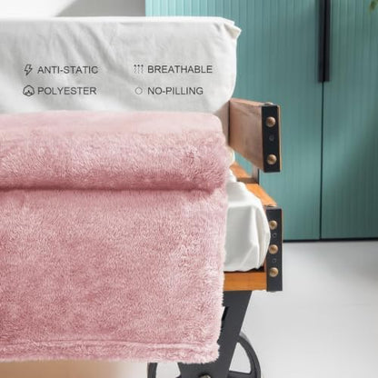Exclusivo Mezcla Fuzzy Large Fleece Throw Blanket for Couch, Dusty