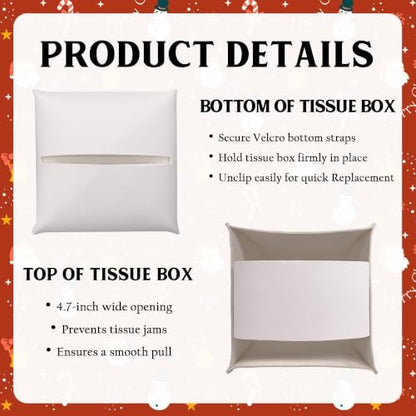 Joy & Snow Christmas Tissue Box Cover, Reindeer Home Kitchen Tissue