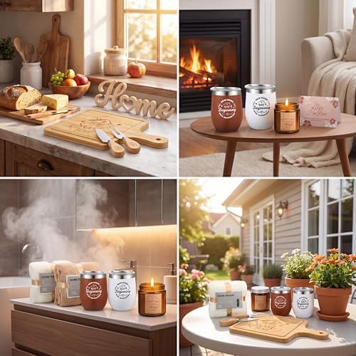 19 Pcs Housewarming Gift for Couple, Rustic Brown New Home Set