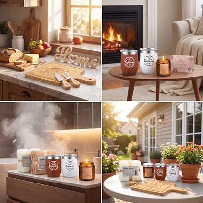 19 Pcs Housewarming Gift for Couple, Rustic Brown New Home Set