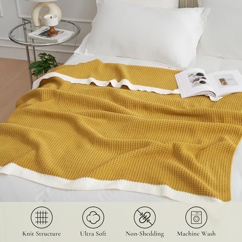 Amélie Home Chenille Throw Blanket, Soft Cozy Waffle Throw for Couch &