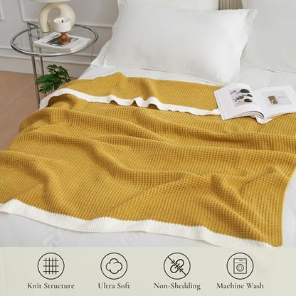 Amélie Home Chenille Throw Blanket, Soft Cozy Waffle Throw for Couch &