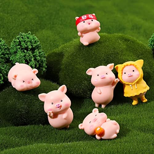 Leitee 19 Pcs Tiny Pig Figurines Set Pig Cake Topper Decor,Classic