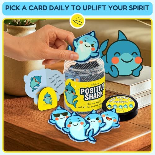 STOFINITY Positive Shark Jar, 60 Affirmation Cards, Gifts for Women