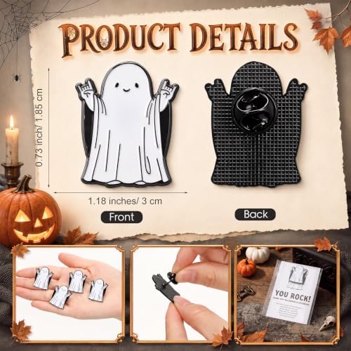 Zeyune 30 Sets You Rock Ghost Pins Halloween Bulk Gifts for Coworkers