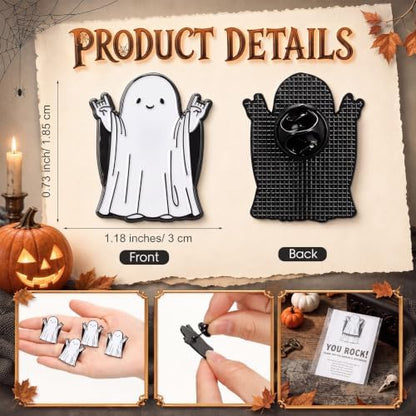 Zeyune 30 Sets You Rock Ghost Pins Halloween Bulk Gifts for Coworkers