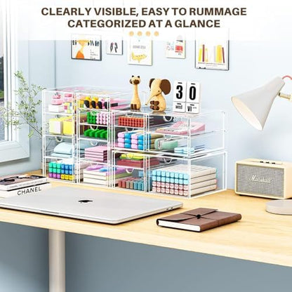 caktraie Acrylic16-Drawer Storage & Makeup Organizer for Desk