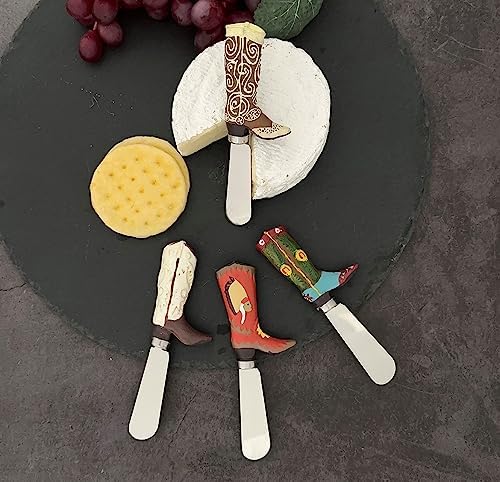 Supreme Housewares Western Cowboy Boot Cheese Spreaders, Hand-Painted