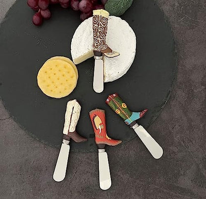 Supreme Housewares Western Cowboy Boot Cheese Spreaders, Hand-Painted