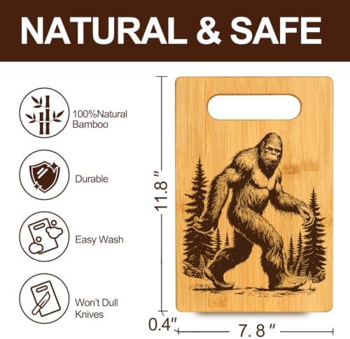 Bigfoot Sasquatch Bamboo Cutting Board for Men Women Campers